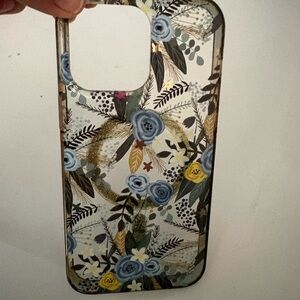 BURGA I Phone Cover Case 14 Pro Max Clear Blue Floral Cute Preppy